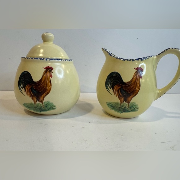 Gryphonware vintage Country Rooster Cream and Sugar Set - Picture 1 of 15